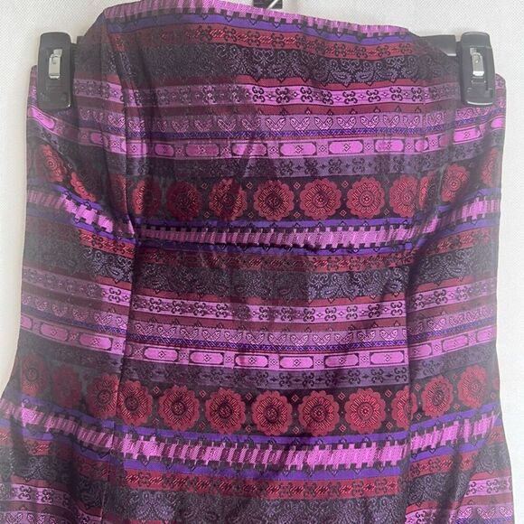 Jessica McClintock Gunne Sax Strapless Purple Mixed Print Cocktail Dress Sz 11‎ - Picture 3 of 11